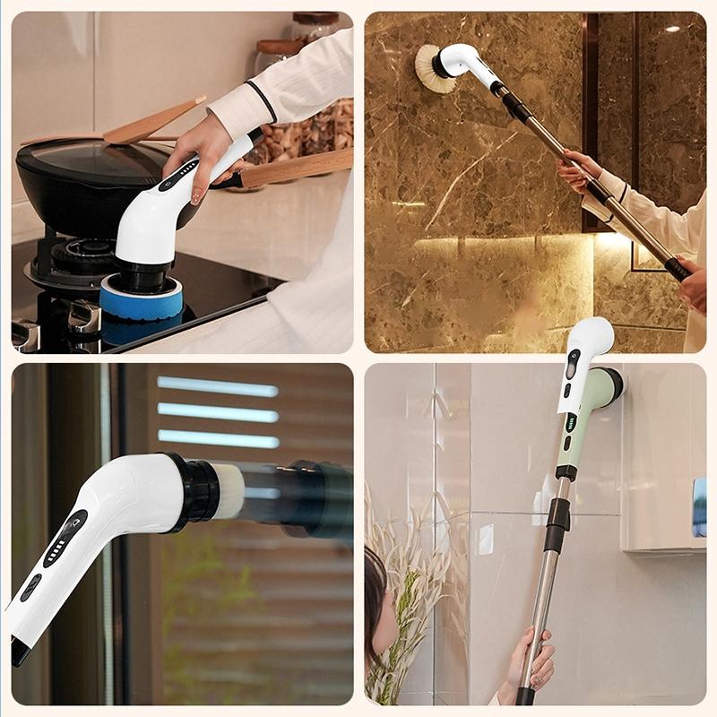 Escova de Limpeza Elétrica Multifuncional 9 em 1 · Retrátil · Sem Fio · Banheiro, Cozinha, Quarto e Carro