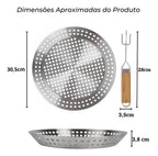Kit Churrasco Completo 3 em 1 – Mesa Dobrável + Frigideira Inox + Kit Tramontina