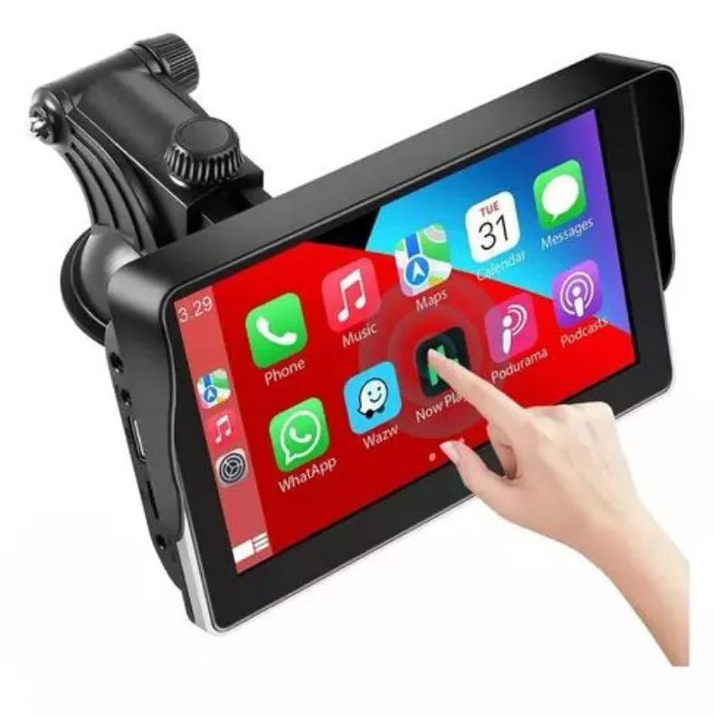 Multimídia Portátil Universal Carplay Android e IOS Com Câmera de Ré